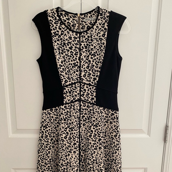 Eliza J Leopard Fitted Skater Dress - Picture 1 of 7